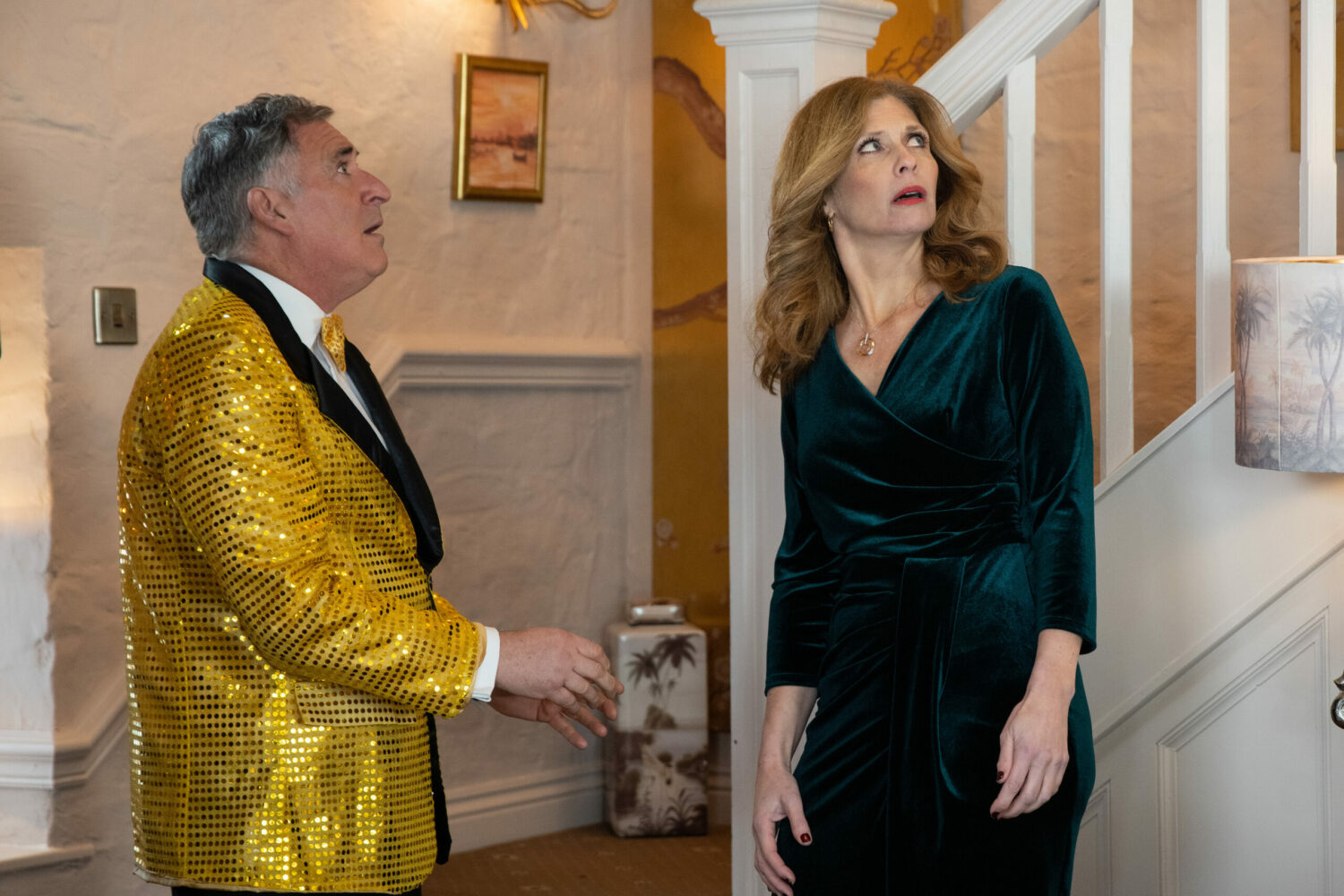 Bob Hope looks worried as he breaks bad news to horrified Bernice Blackstock