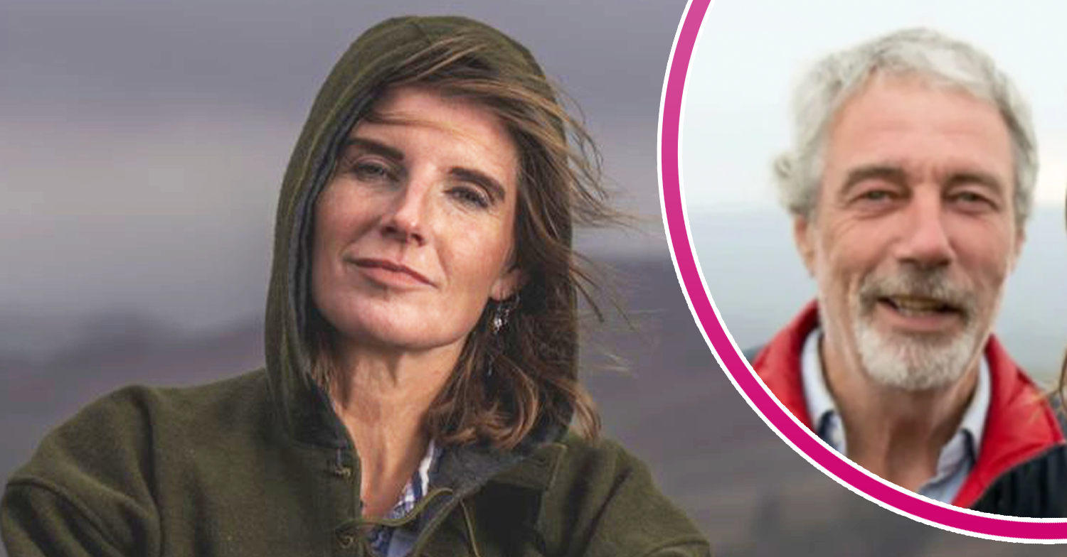 Amanda Owen looking wistful and Clive smiling inset