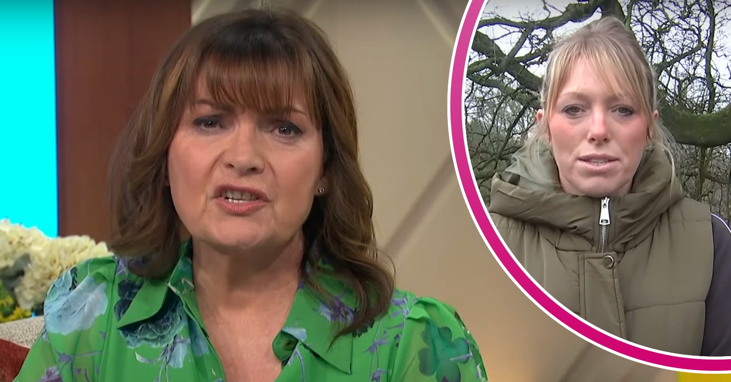 Lorraine Kelly looking confused on the show today, Jill looking sombre outside