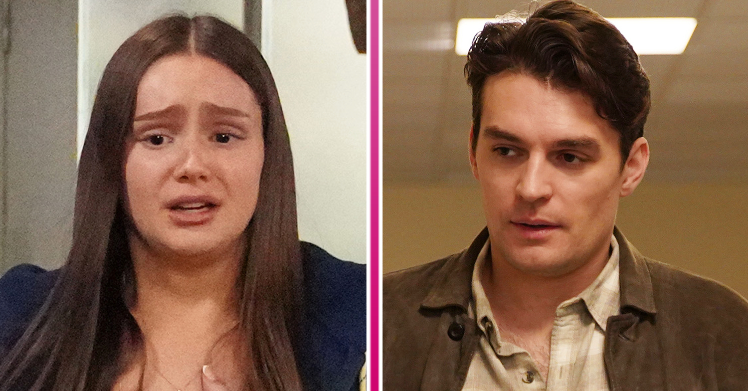 Emmerdale's Sarah looks worried and Mack looks concerned