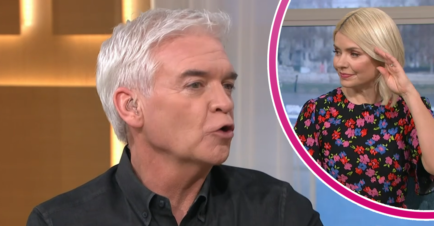 Phillip Schofield looking shocked on This Morning and Holly inset