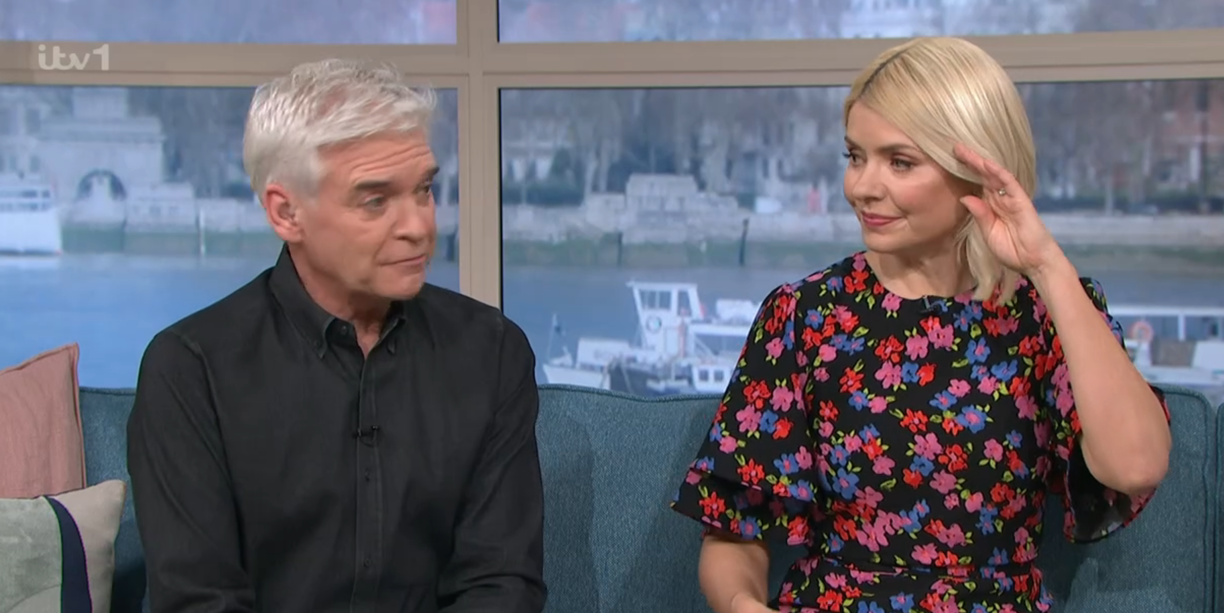 Phillip Schofield and Holly Willoughby looking at each other on This Morning