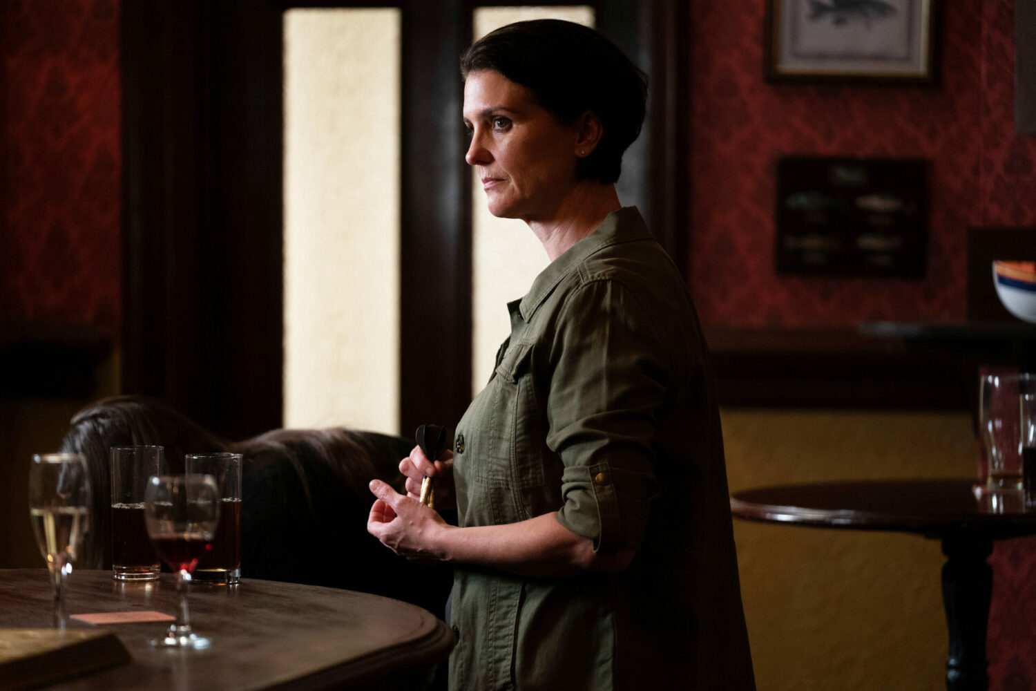 Eve looks worried and upset on EastEnders