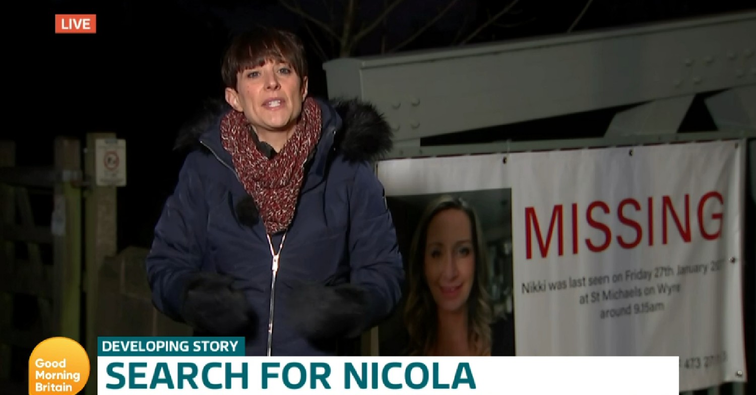 GMB reporter giving Nicola Bulley latest news to viewers