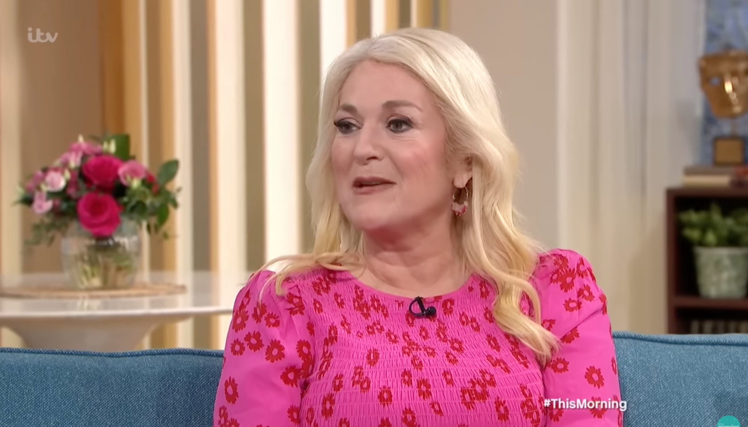 Vanessa Feltz wearing pink on This Morning