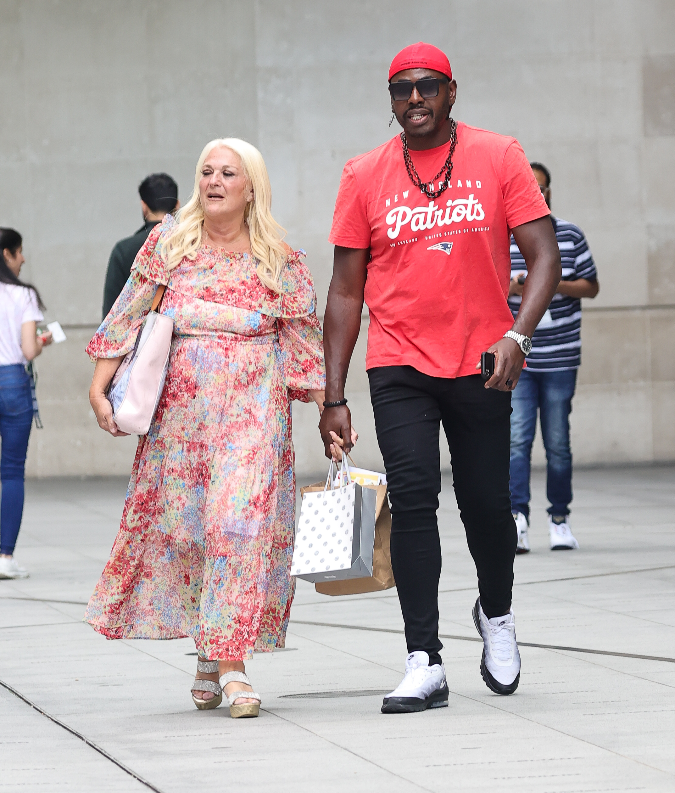 Vanessa Feltz with her ex partner Ben in the street