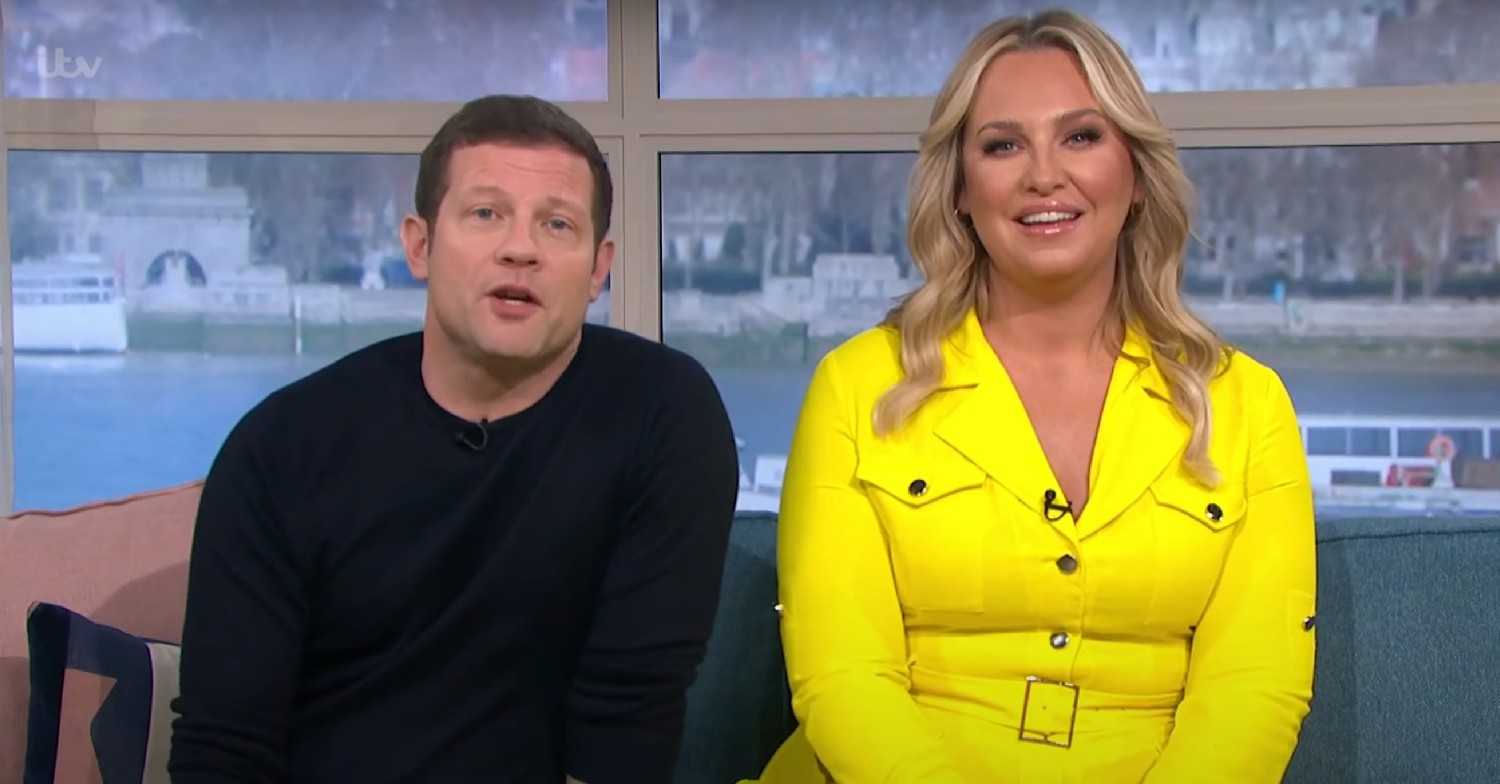 Dermot O'leary and Josie Gibson wearing a bright yellow dress on This Morning today