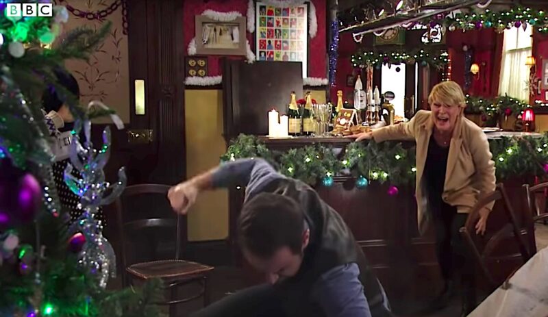 Mick beats up Dean at Christmas