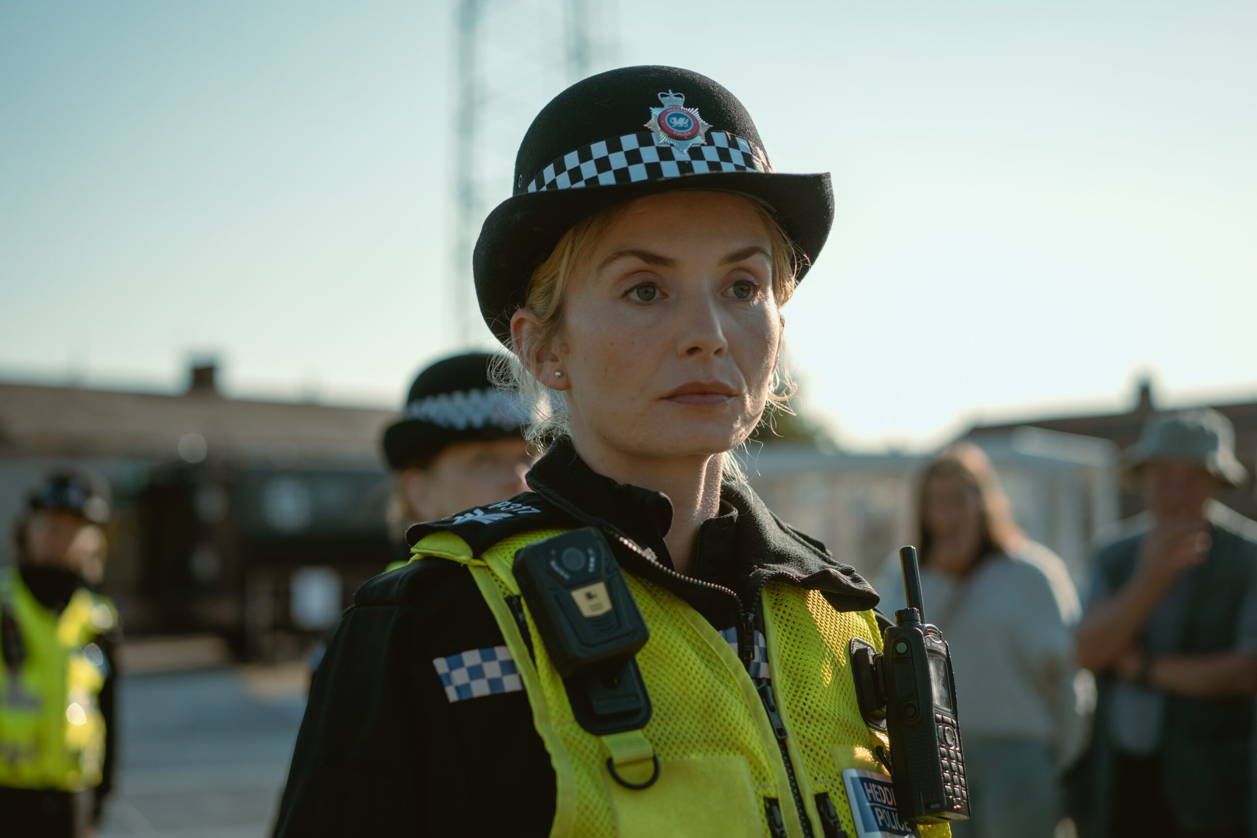 Sophie Melville, as Thea in The Way, directed by Michael Sheen, dressed as a police officer