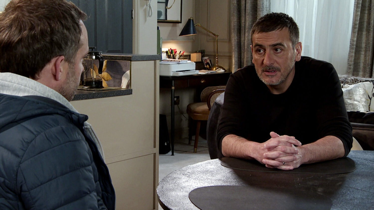 Peter Barlow [CHRIS GASCOYNE] offers Paul Foreman [PETER ASH] £15k compensation
