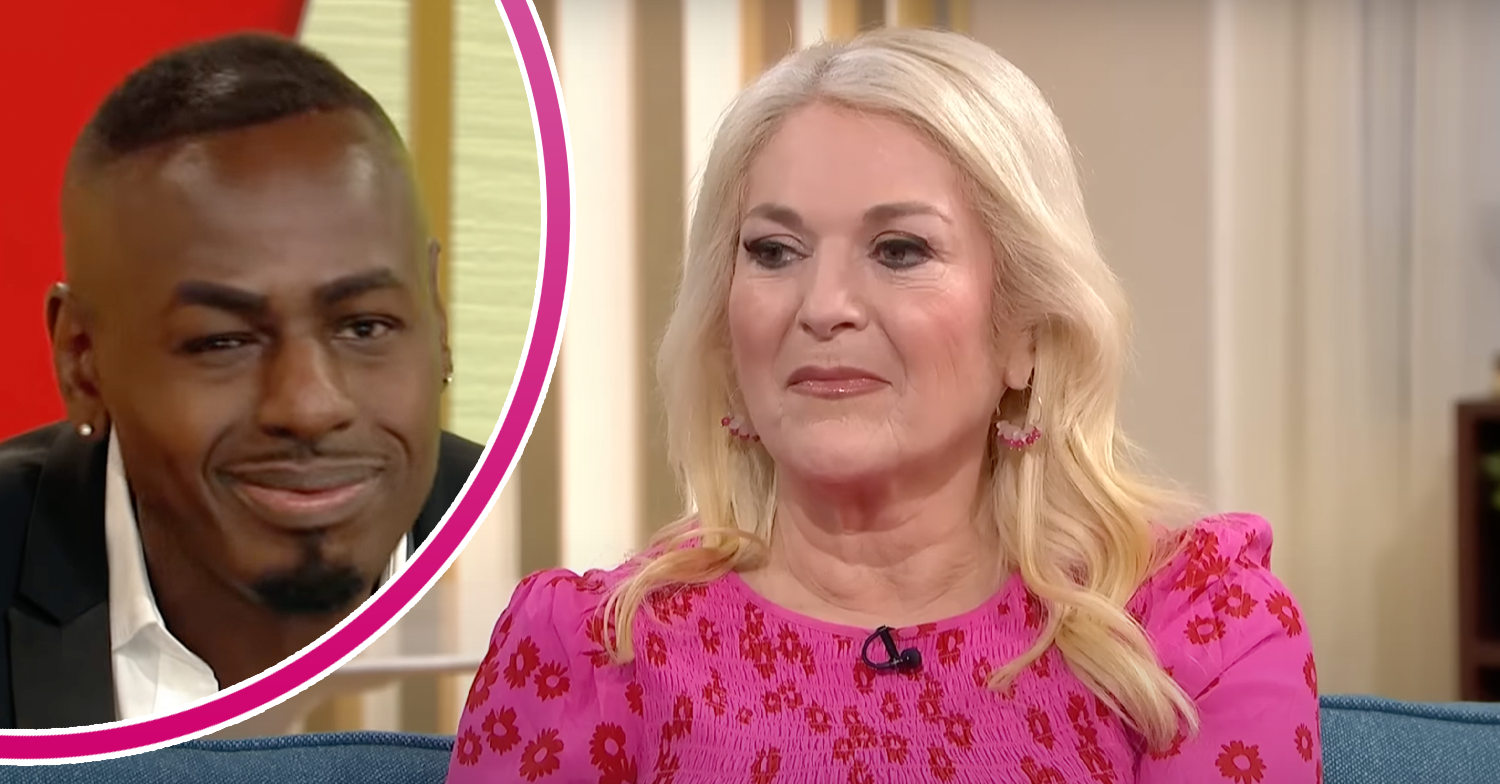 Vanessa Feltz looking unhappy and Ben smiling inset