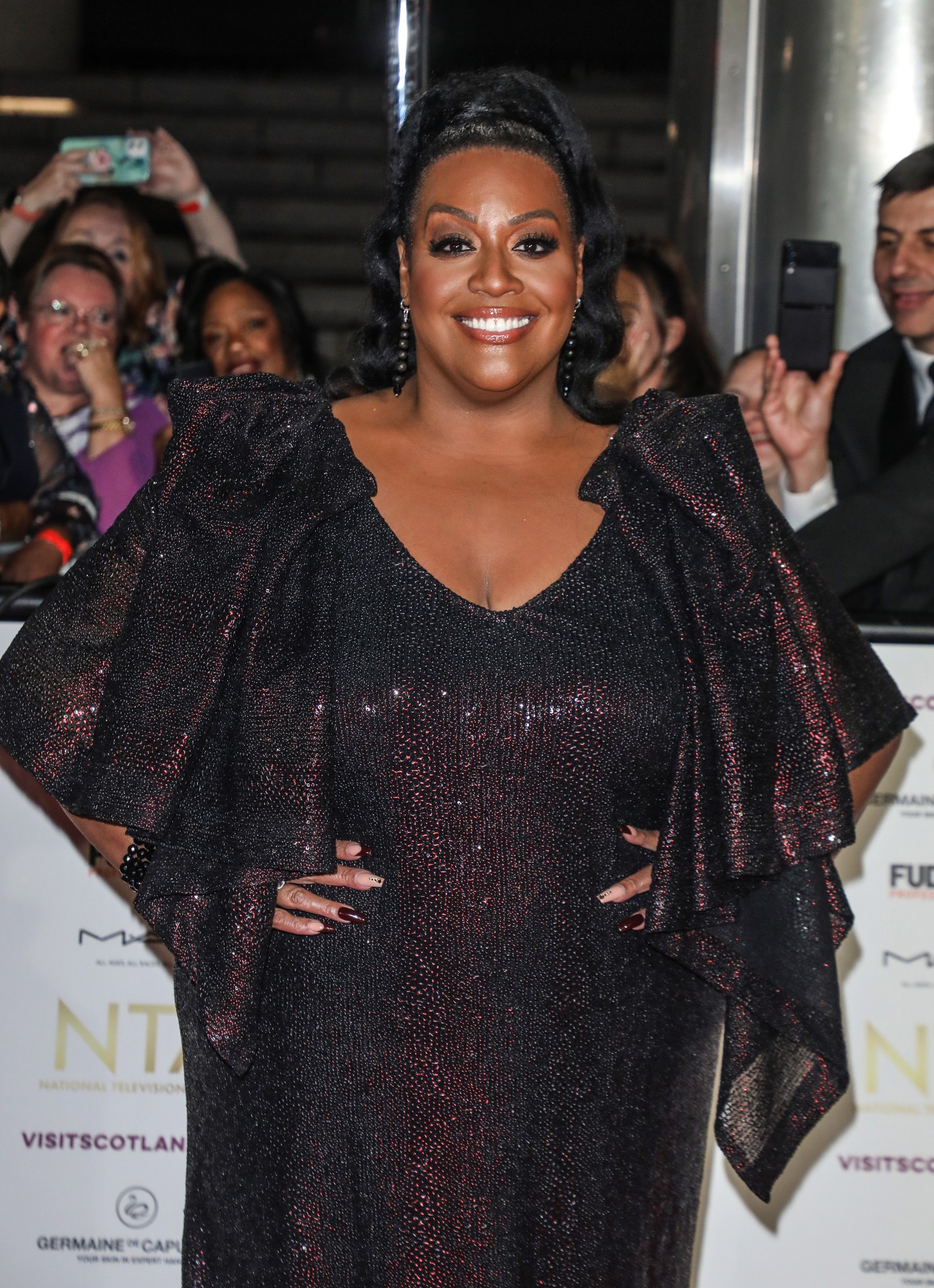 Alison smiles at the 2022 National TV Awards