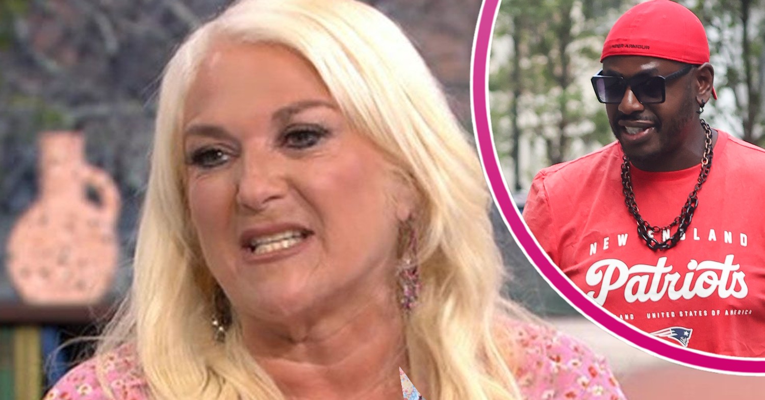 Vanessa Feltz sneering and partner Ben inset