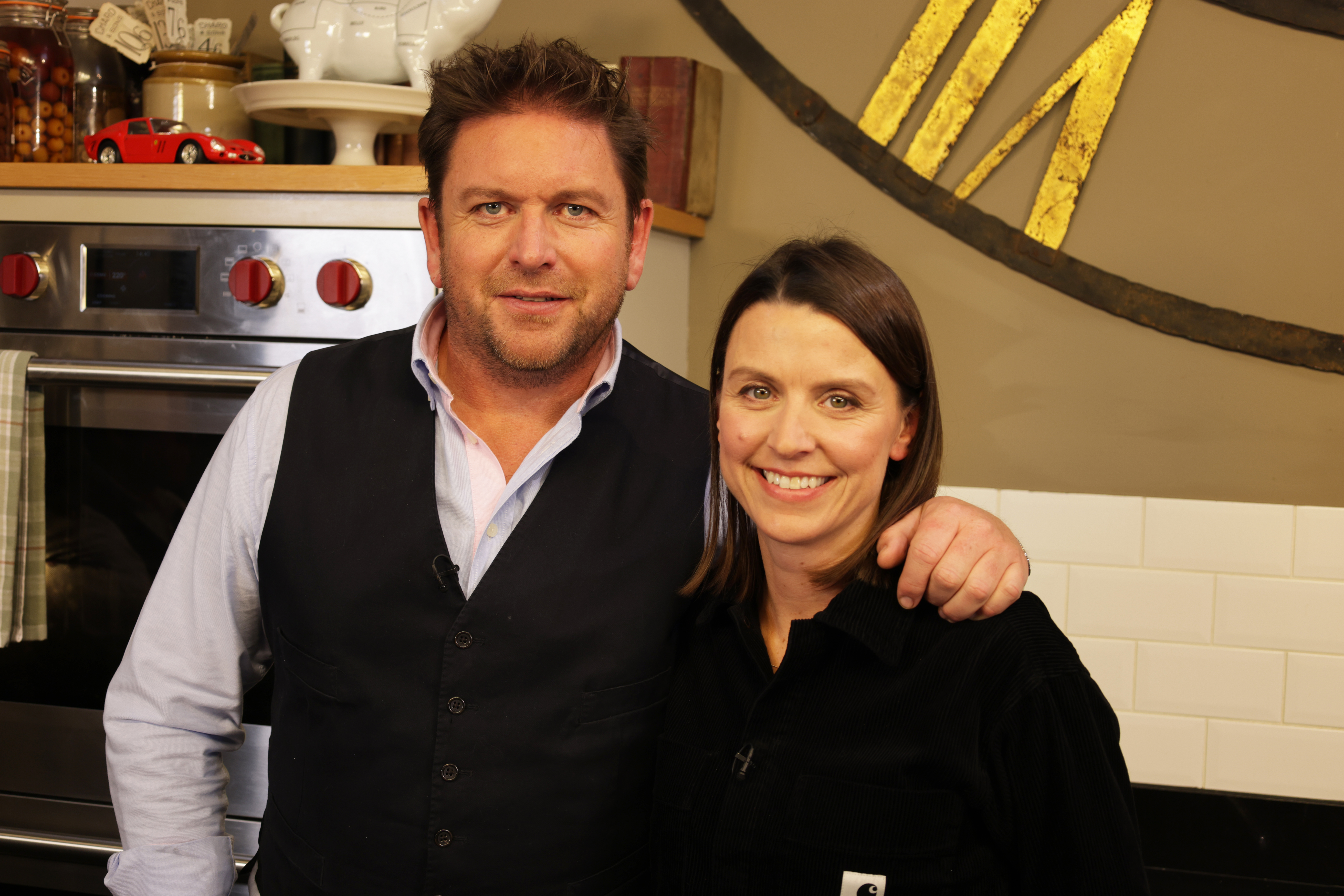 James Martin placing his arm around Pip Lacey in James Martin's Saturday Morning