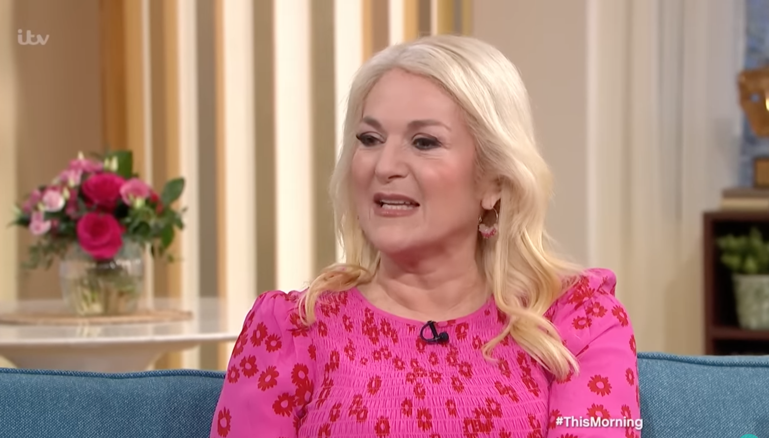 Vanessa Feltz wearing pink on This Morning
