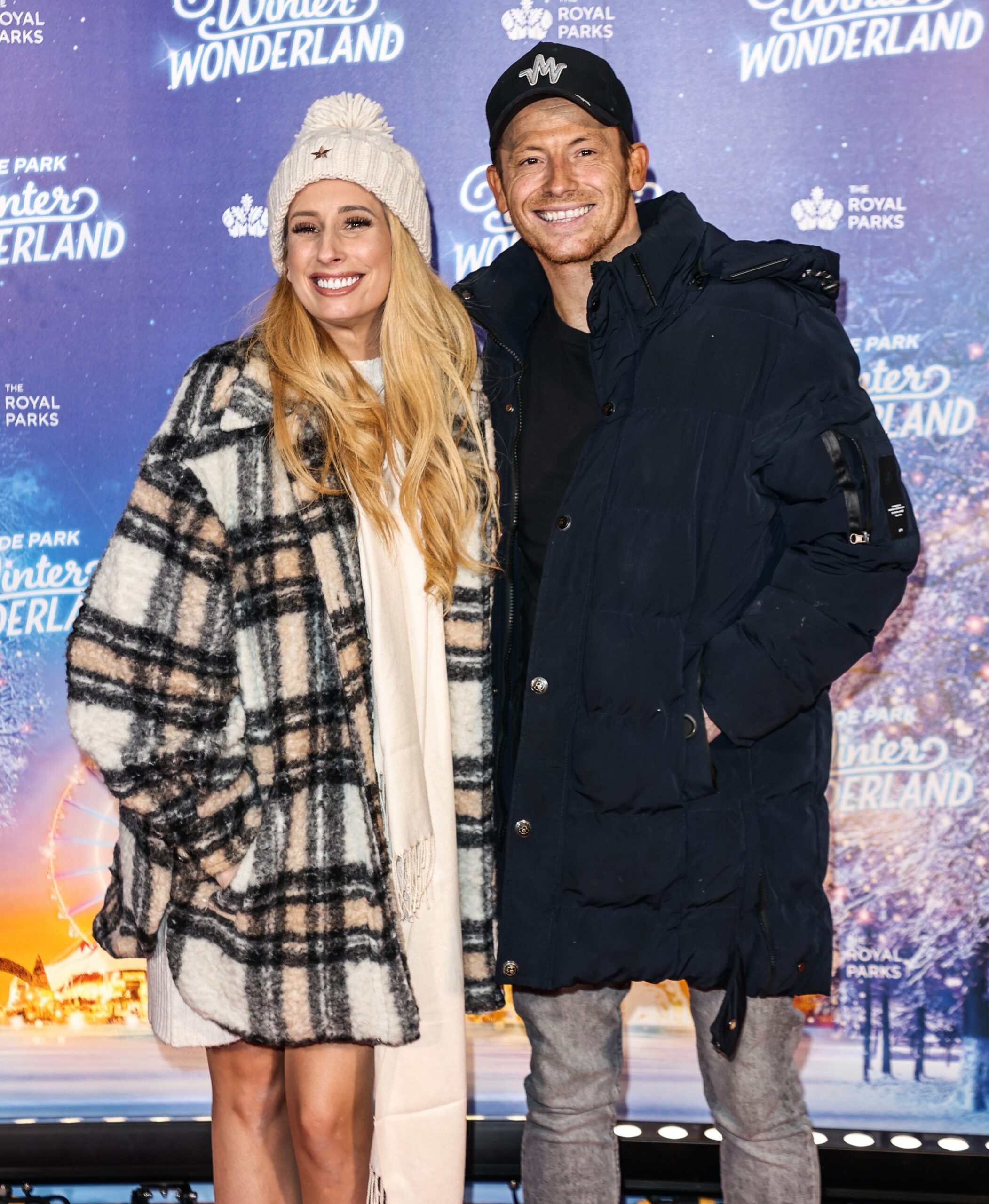 Stacey Solomon and Joe Swash smile at Winter Wonderland