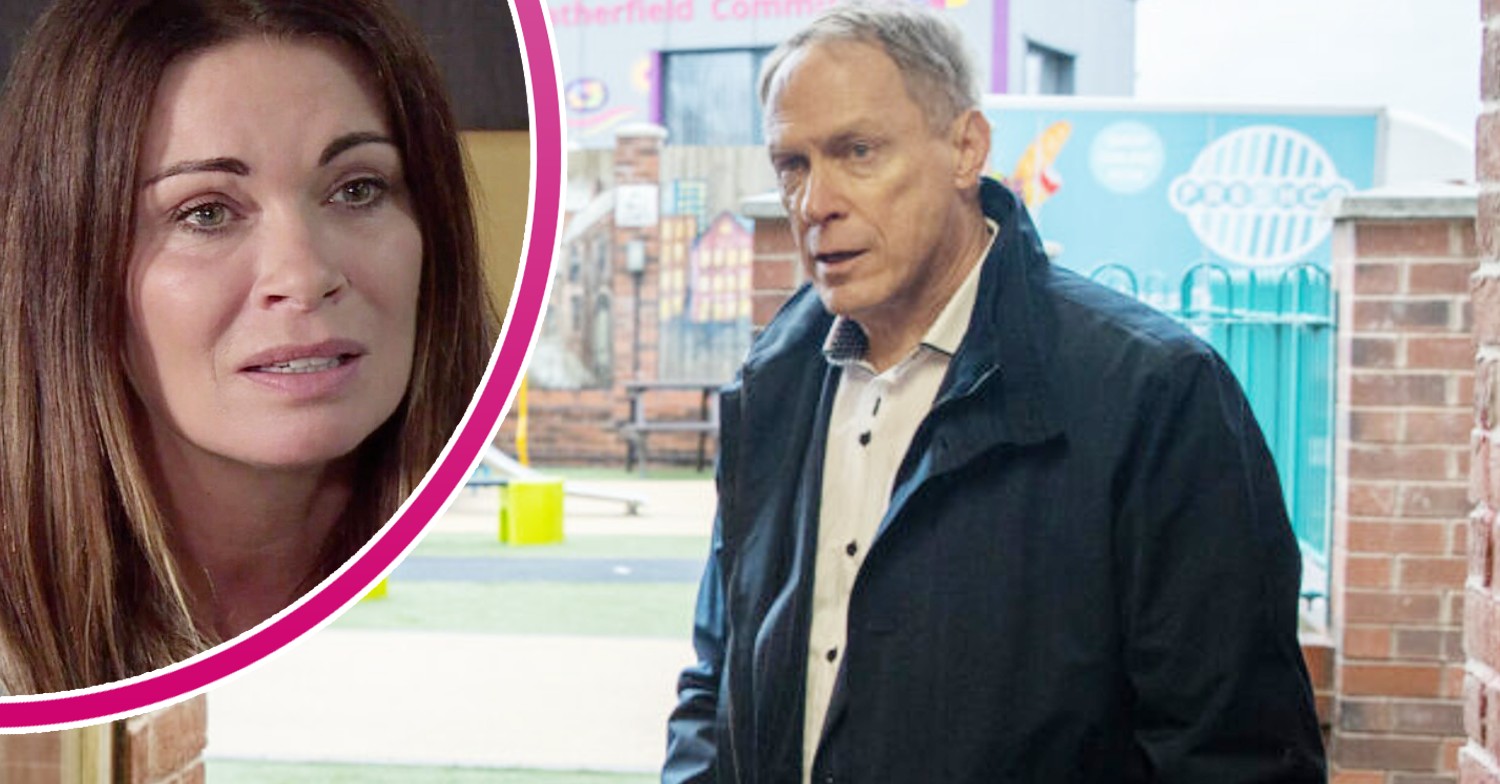 Stephen looks shady on Coronation Street; inset, Carla appears worried (Credit: ITV/Composite: Entertainment Daily)