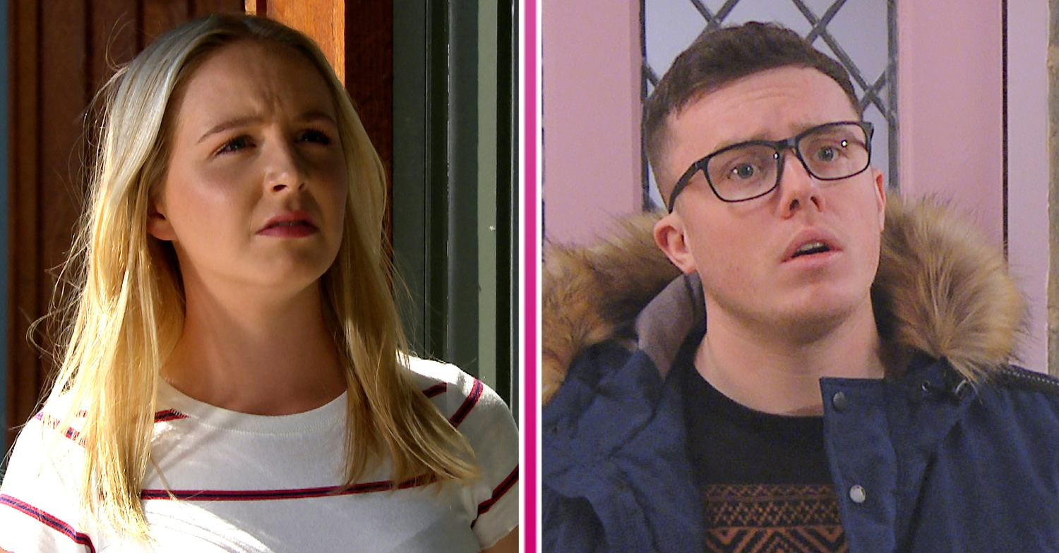 Emmerdale's Belle and Vinny look serious