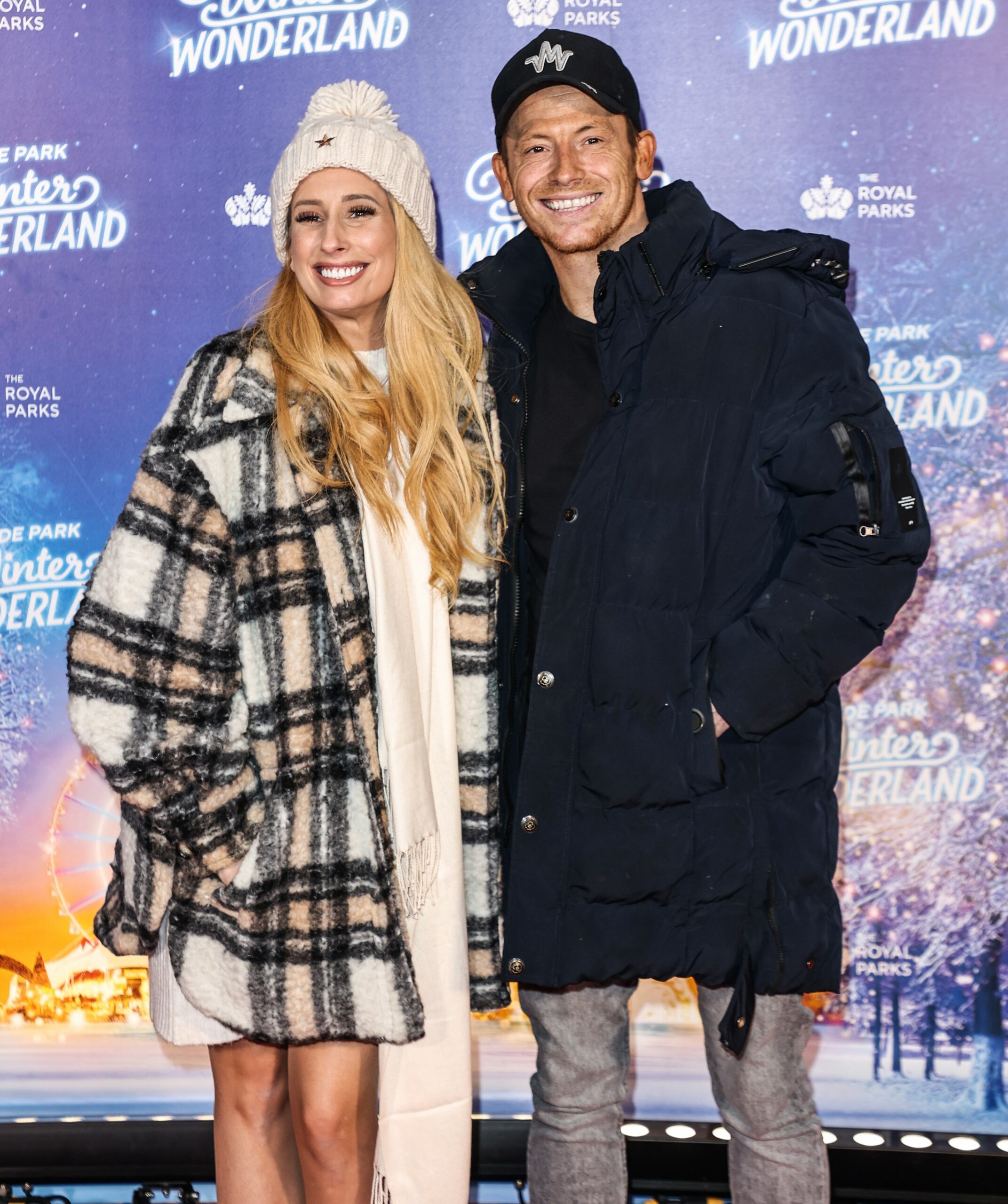 Stacey Solomon and Joe Swash smiling at Winter Wonderland