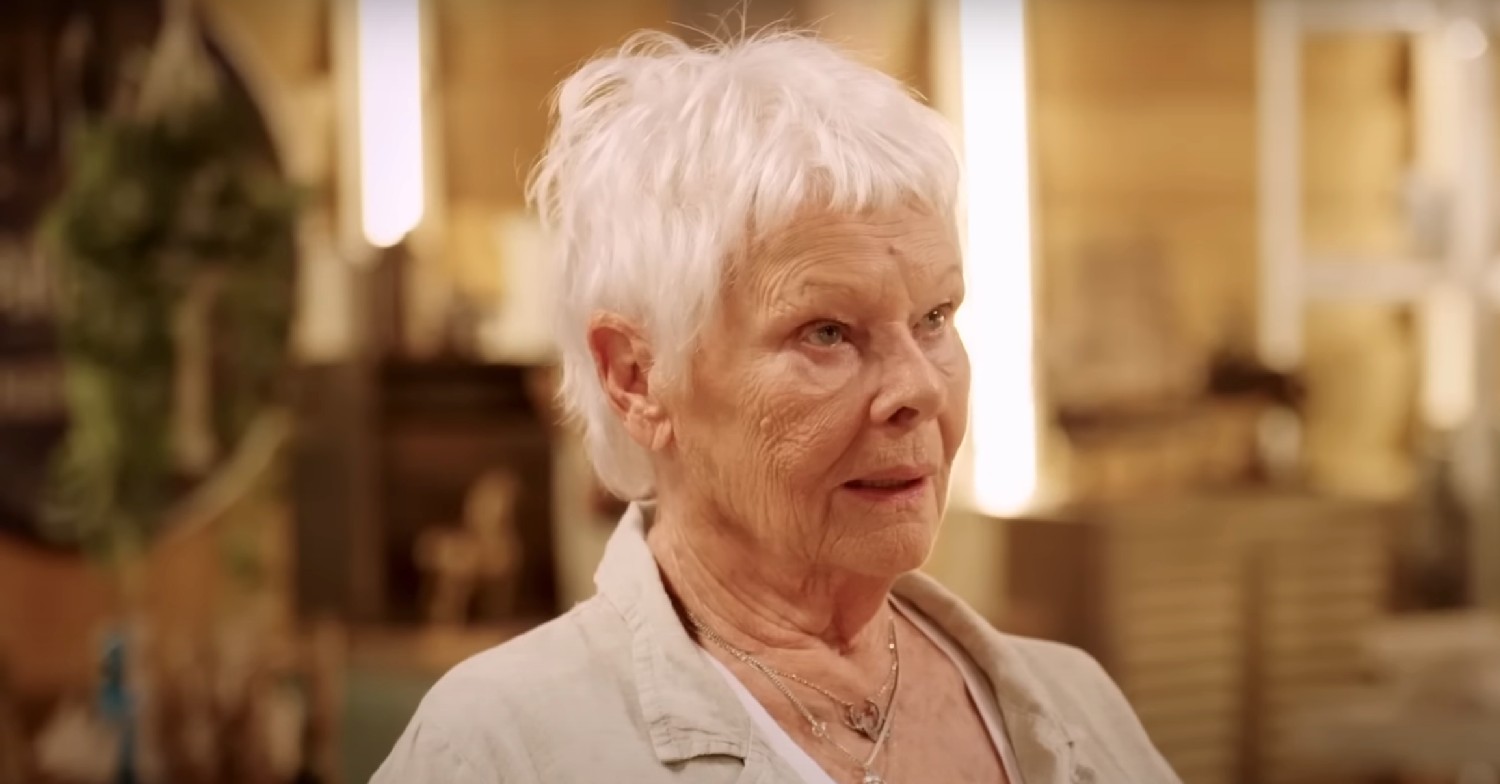 Dame Judi Dench looking up