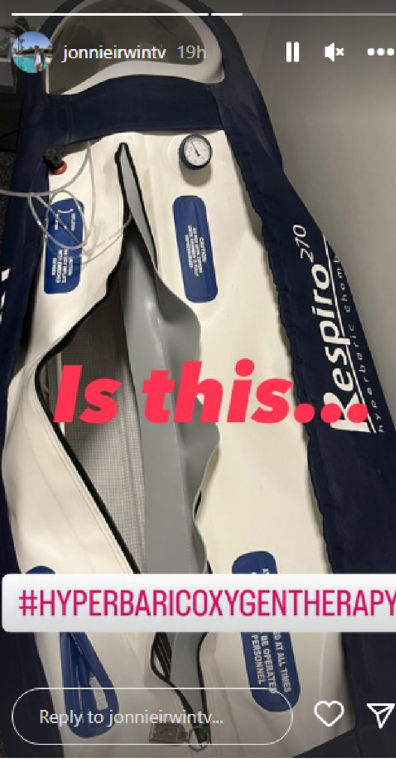 Jonnie Irwin shares photo of treatment on Instagram