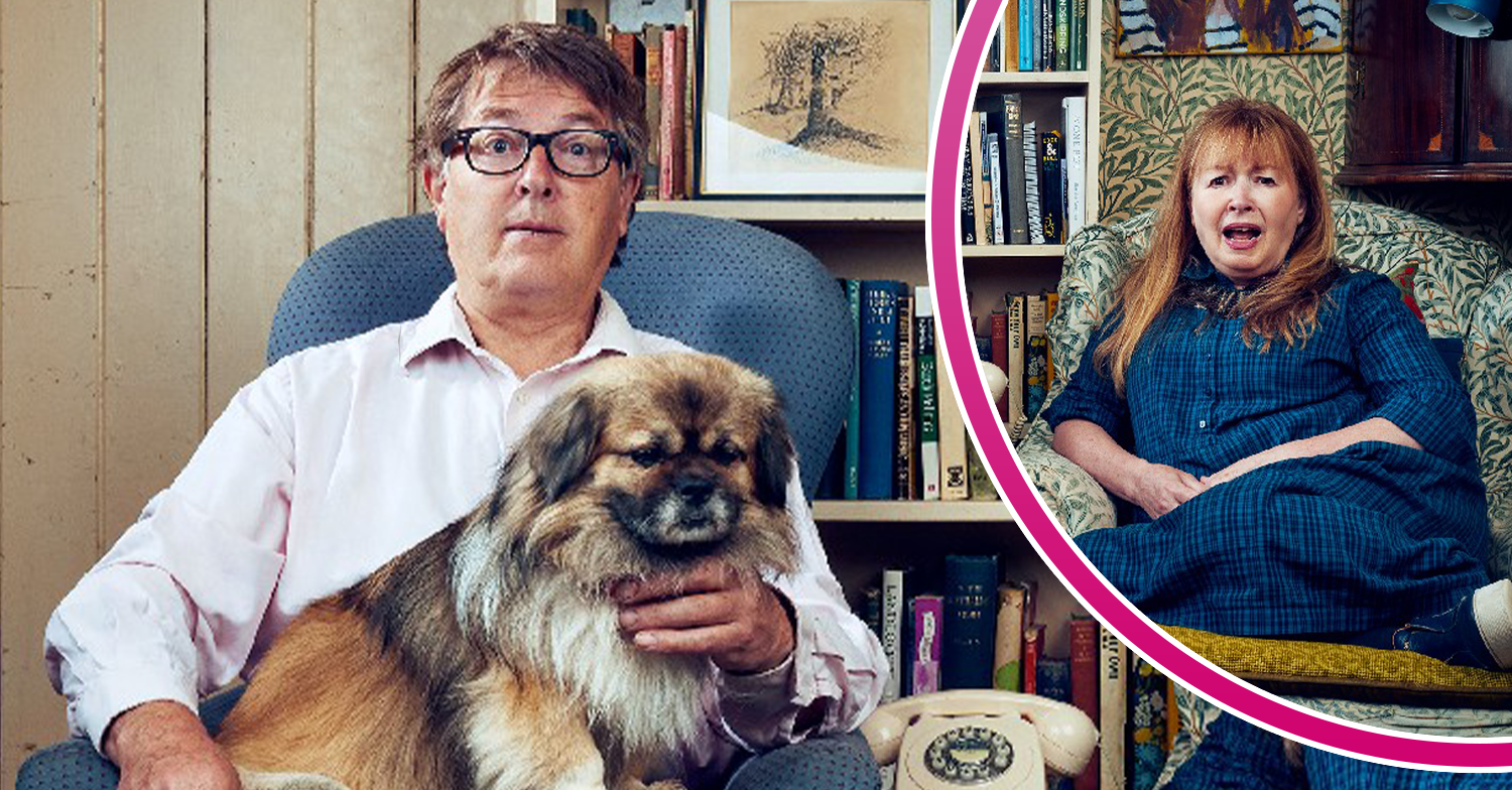 Gogglebox stars Giles and Mary on their sofa