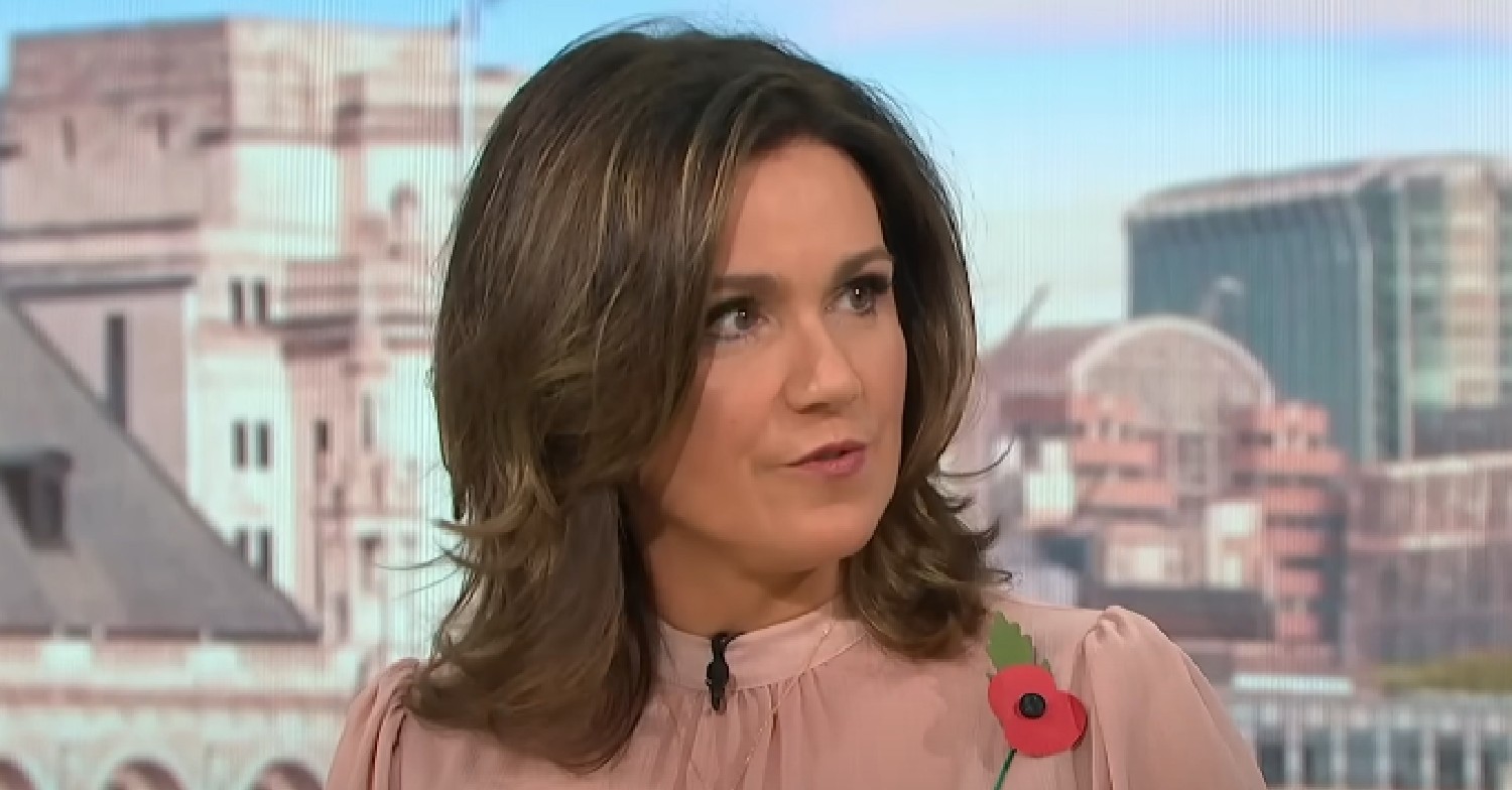 Susanna Reid in pink dress on Good Morning Britain