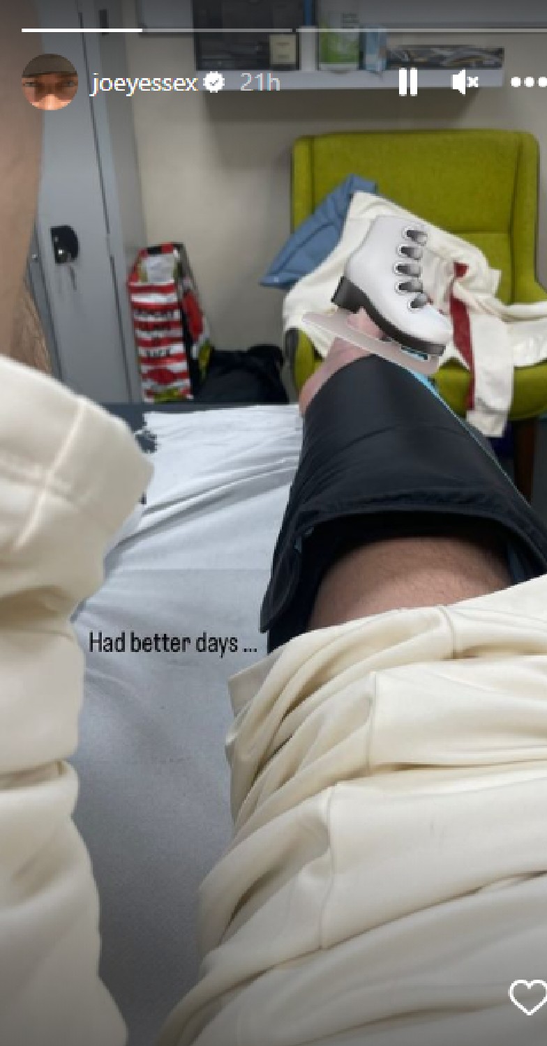 Dancing On Ice 2023 star Joey Essex shares photo of leg in ice pack