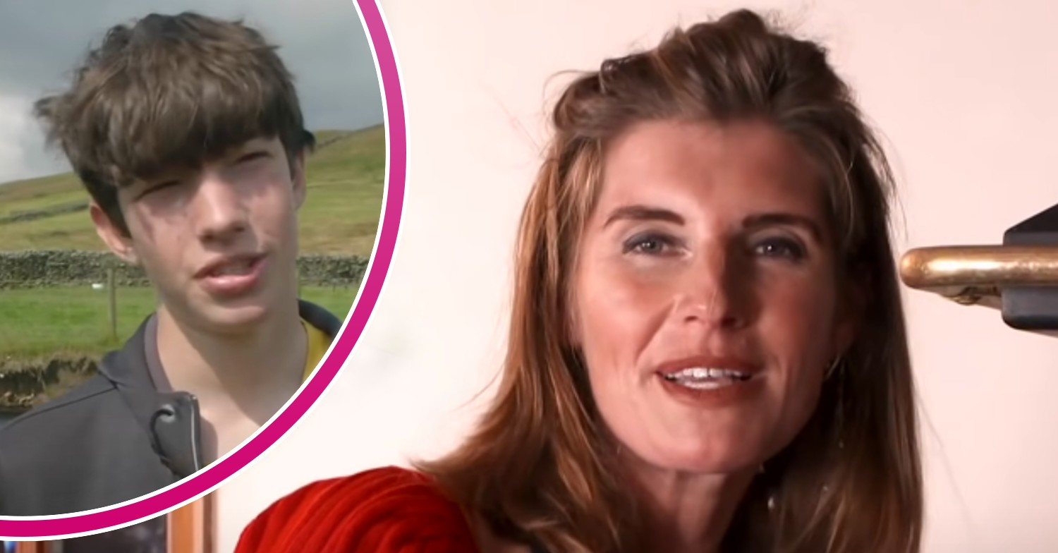 Amanda Owen talking to the camera with son Reuben