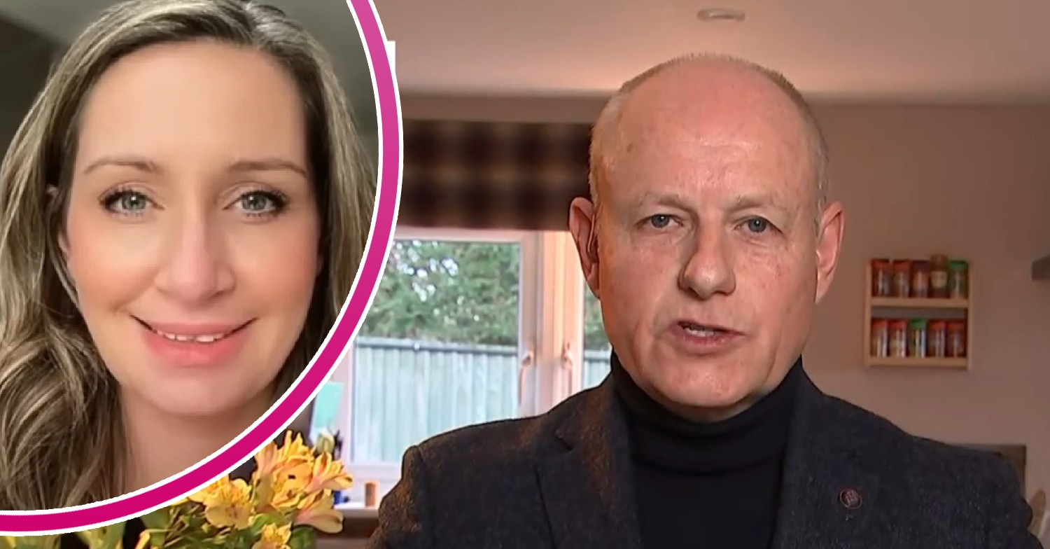 Nicola Bulley smiling, Peter Faulding speaking from his home on GMB