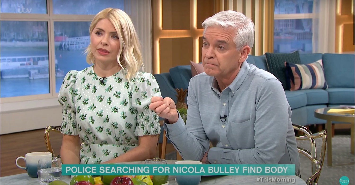Holly Willoughby and Phillip Schofield discussing Nicola Bulley 