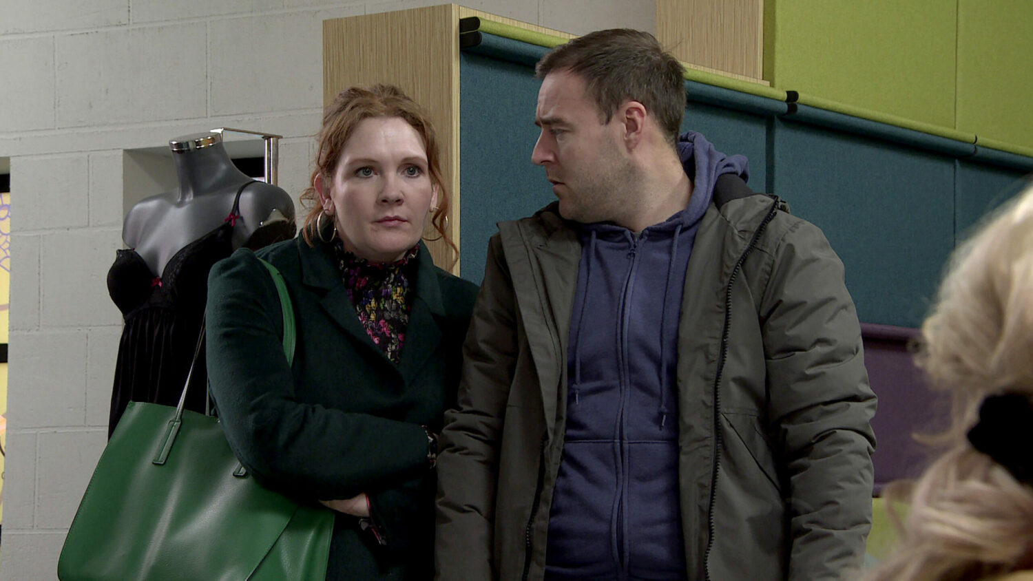 Fiz and Tyrone look angry on Coronation Street