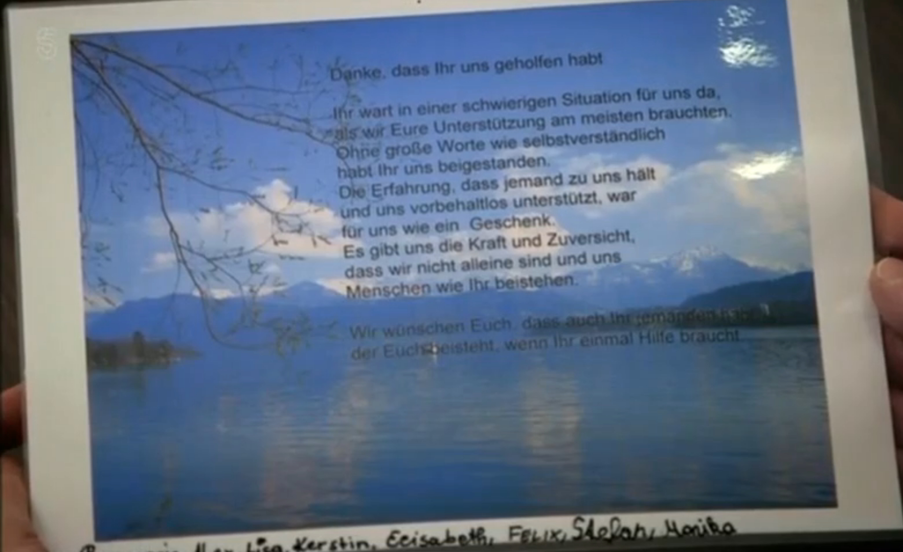 A letter of thanks Elisabeth and the children wrote to Inspector Reitner