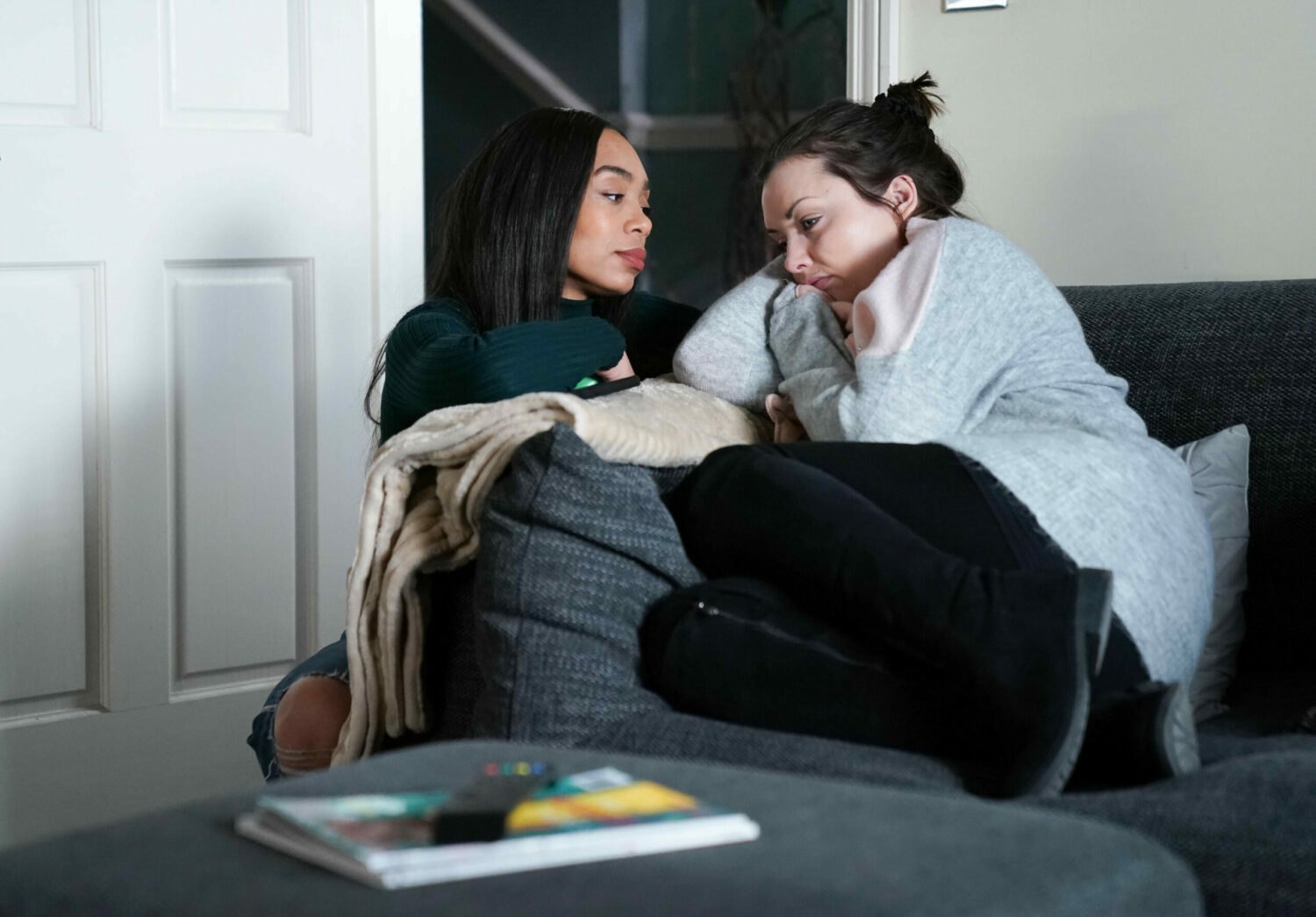 EastEnders' Chelsea is supporting Whitney on the sofa