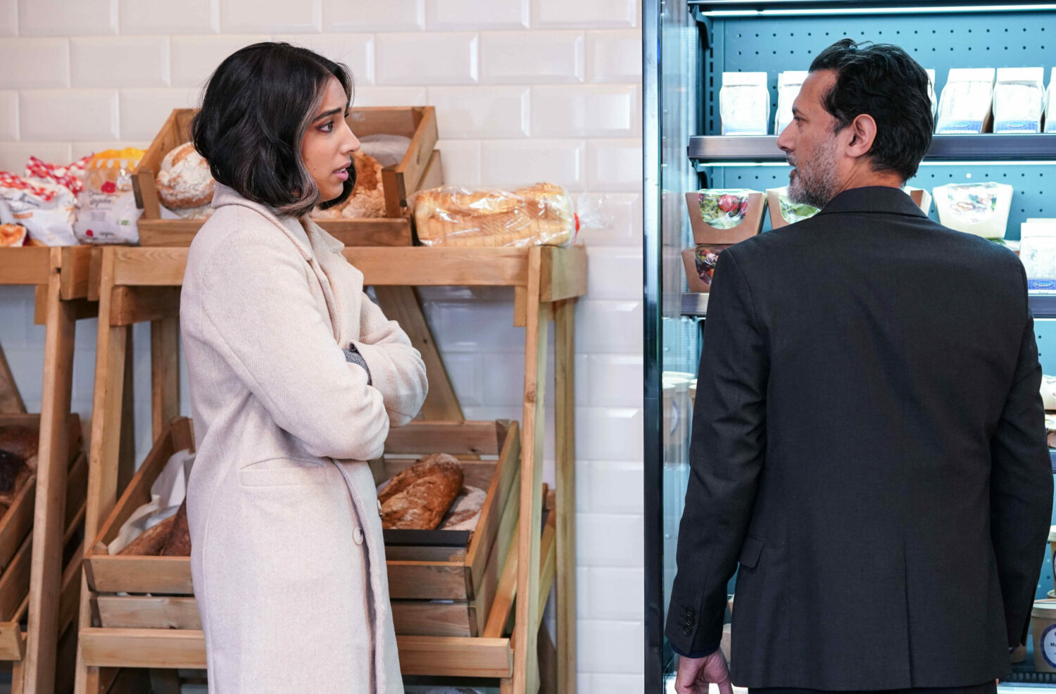 Nish and Ash talking on EastEnders