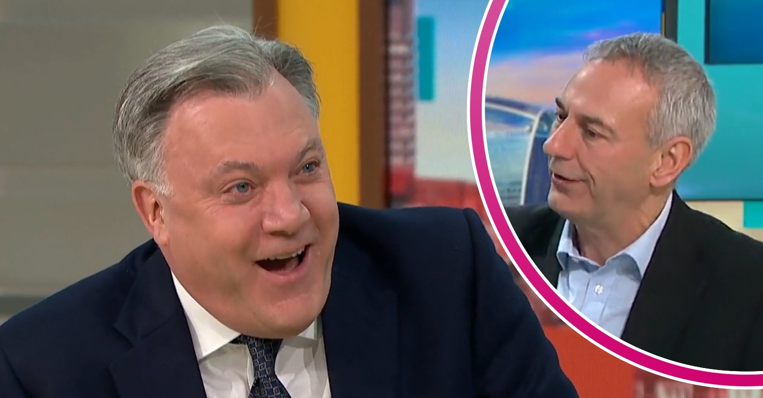 Kevin Maguire, Ed Balls laughing looking shocked on GMB today