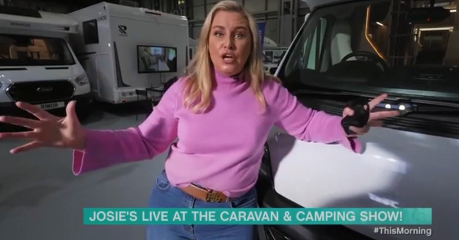 Josie Gibson wearing a pink jumper on This Morning