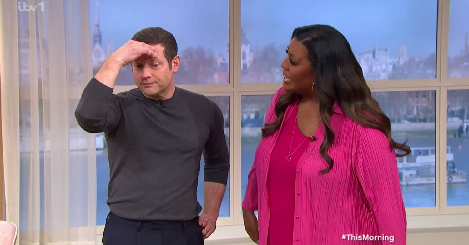 Dermot O'Leary pretends to be sad alongside Alison Hammond