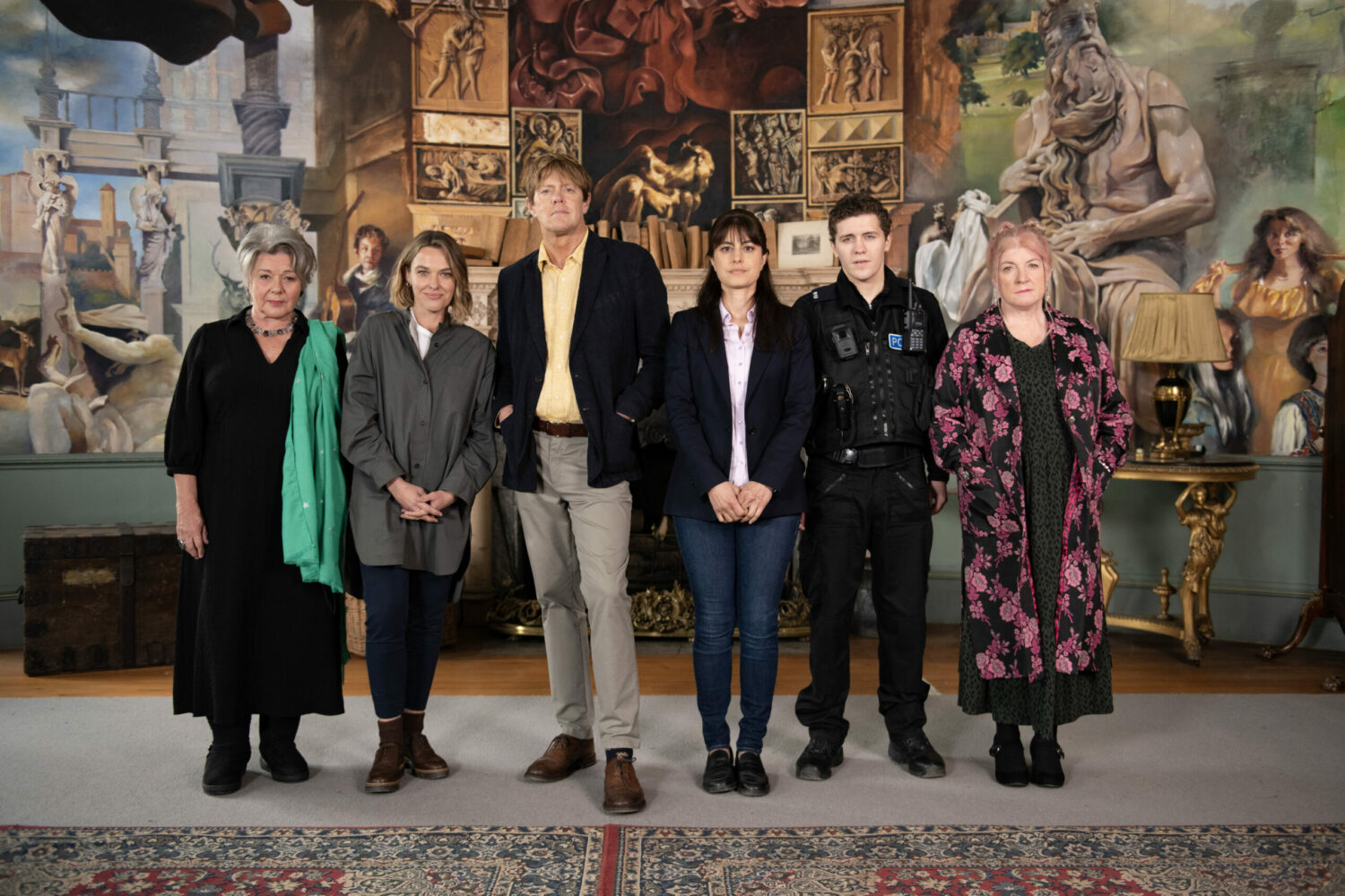 Beyond Paradise cast photo including Kris Marshall as Humphrey Goodman