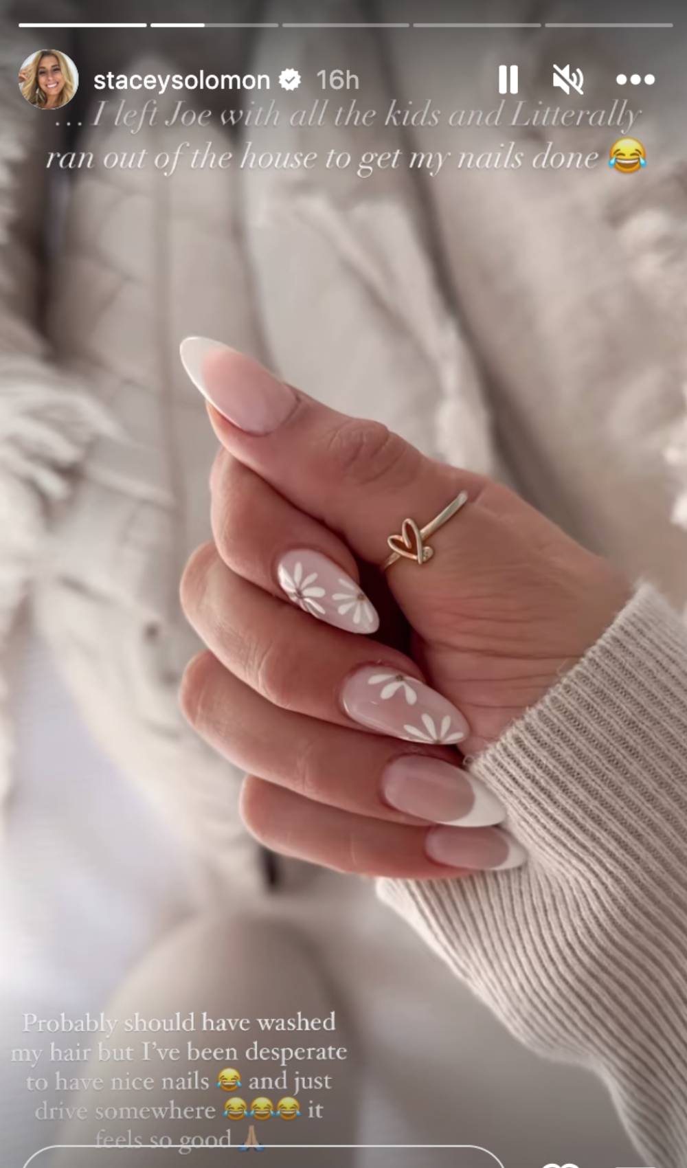 Stacey shows off her nails on Instagram
