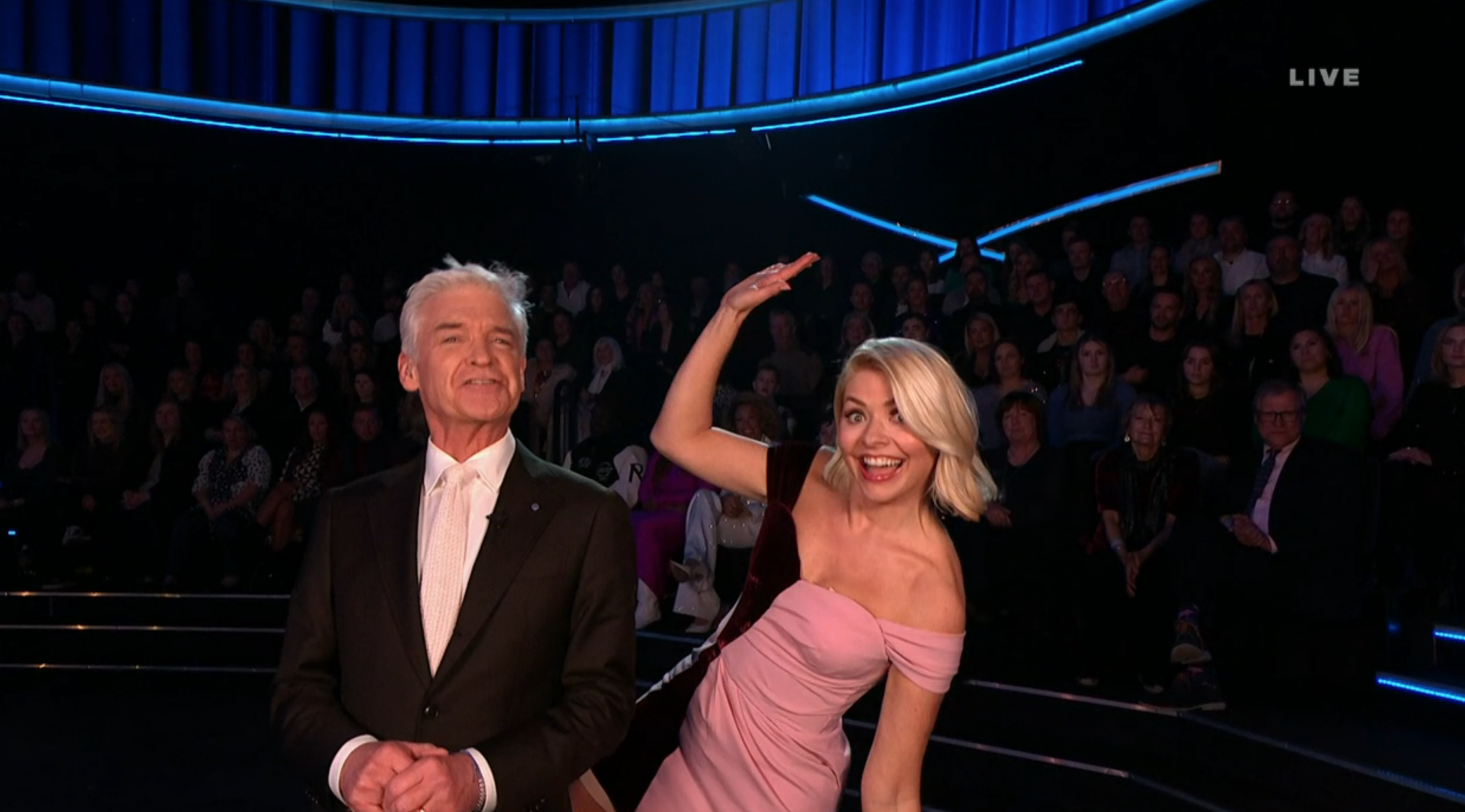 Holly Willoughby and Phillip Schofield larking about on Dancing On Ice