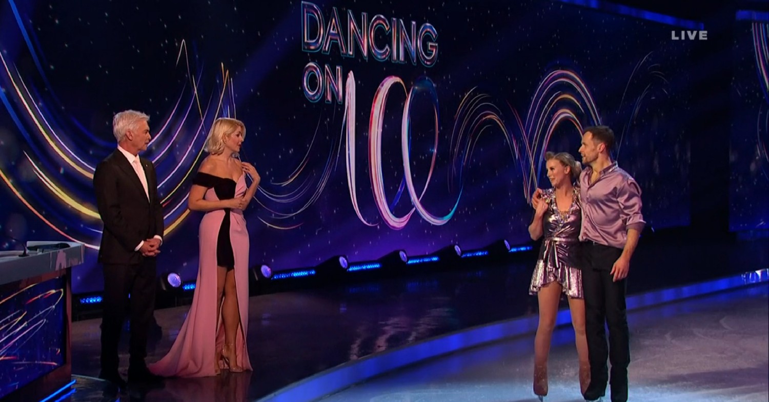 Carley Stenson and Mark Hanretty speaking to Holly Willoughby and Phillip Schofield on Dancing On Ice 