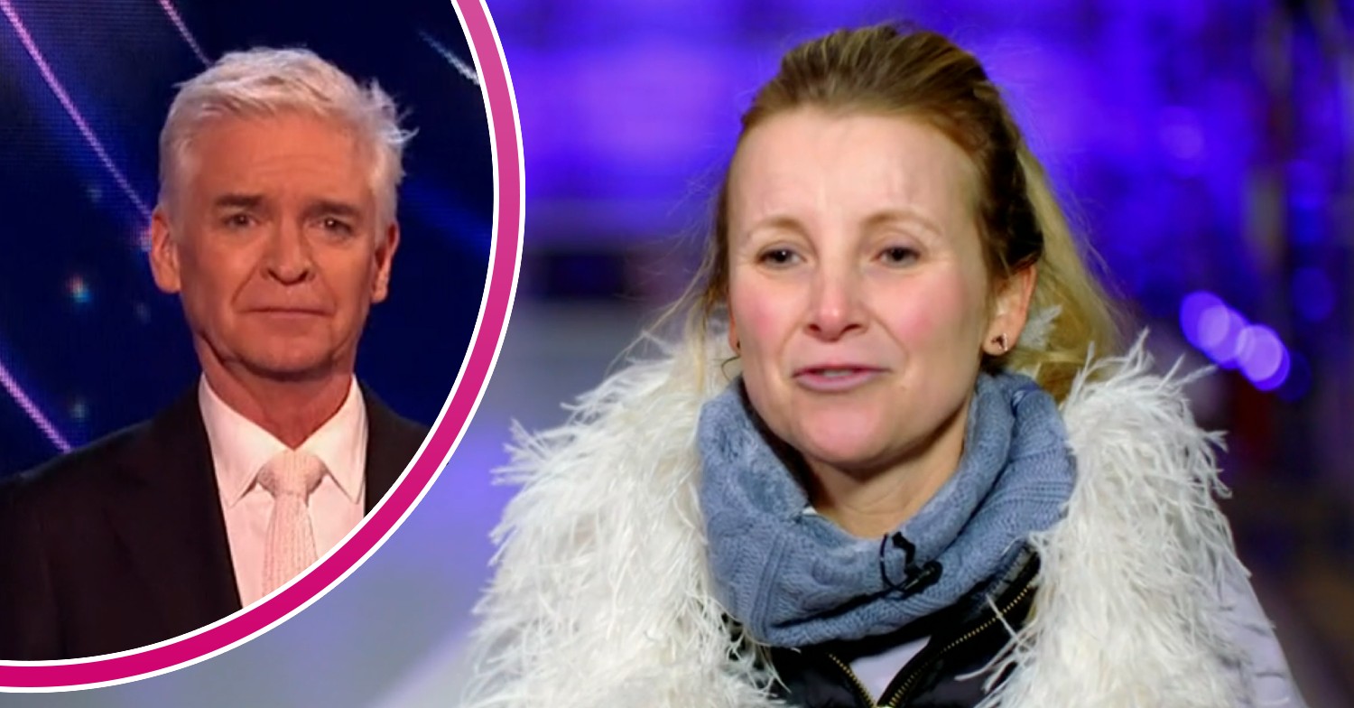 Phillip Schofield concerned / Carley Stenson speaking to camera on Dancing On Ice
