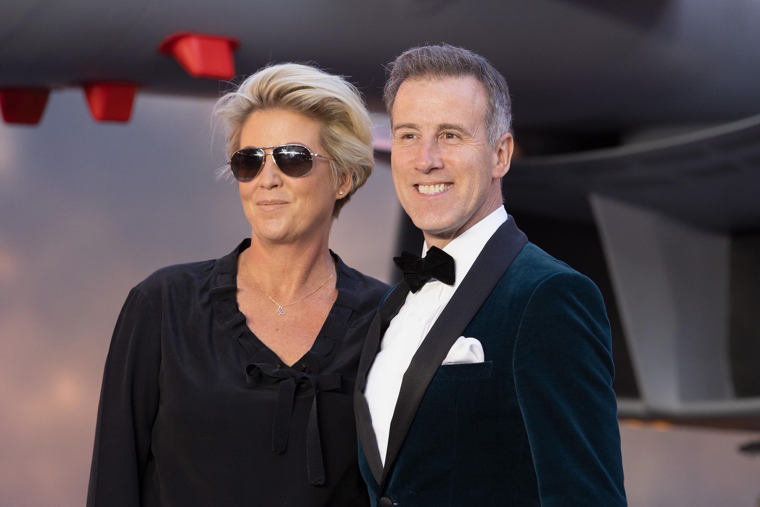 Anton Du Beke poses with wife Hannah at Top Gun Premierer