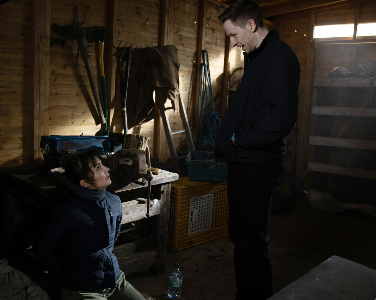 Leyla is tied up whilst Callum is talking to her