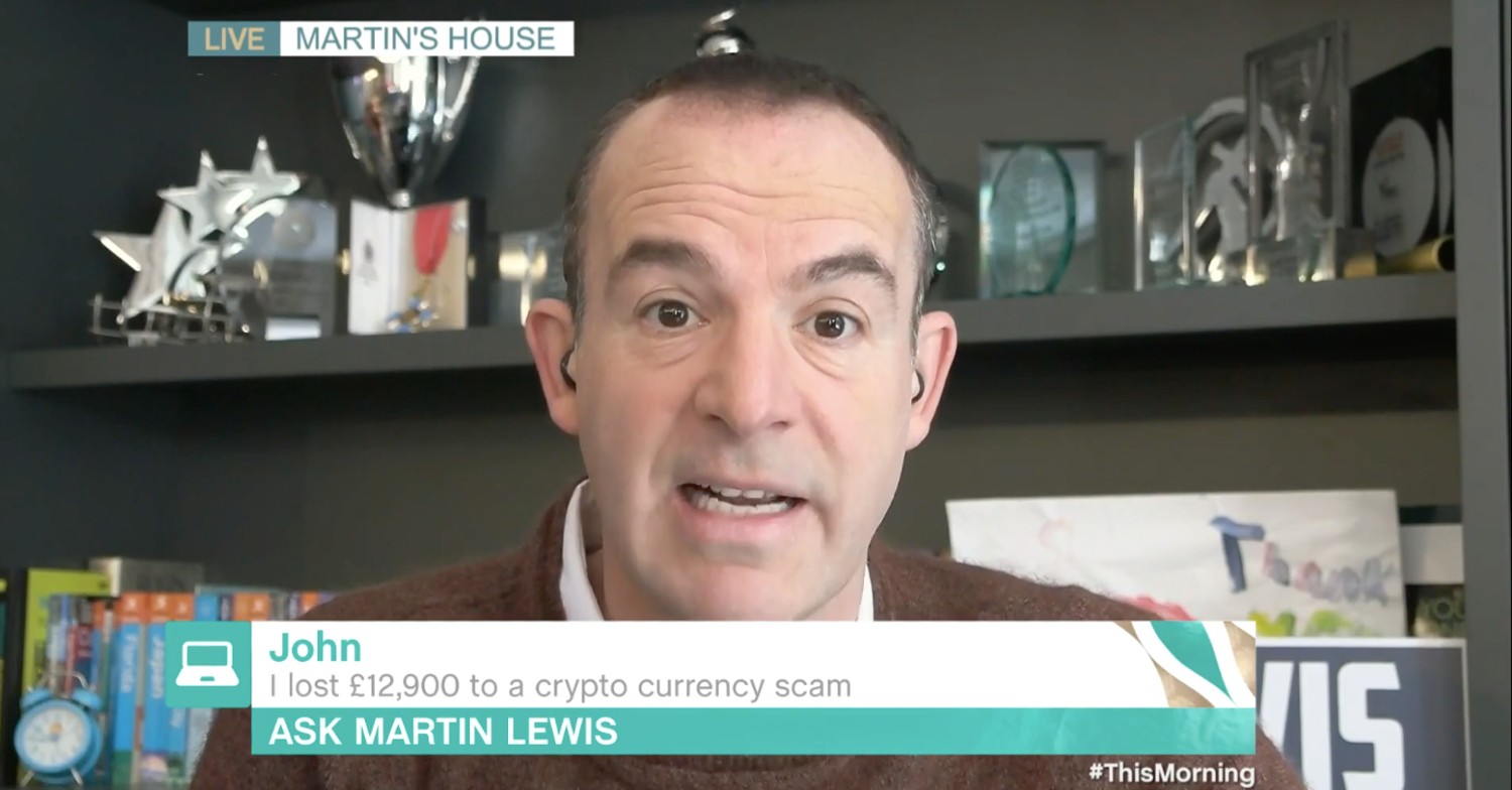 Money expert Martin Lewis looking shocked on This Morning