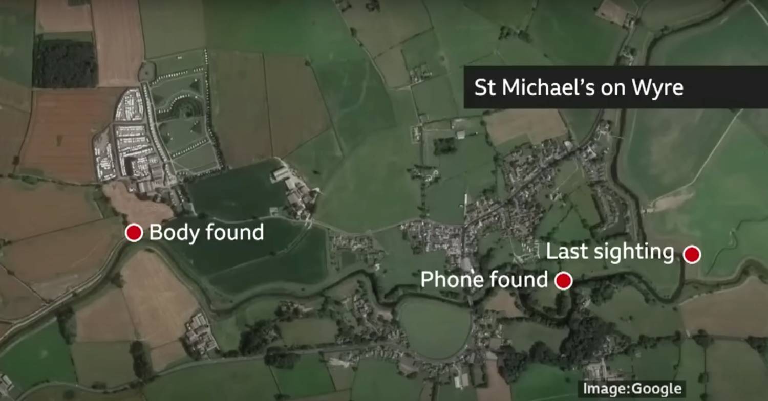 Map relating to Nicola Bulley