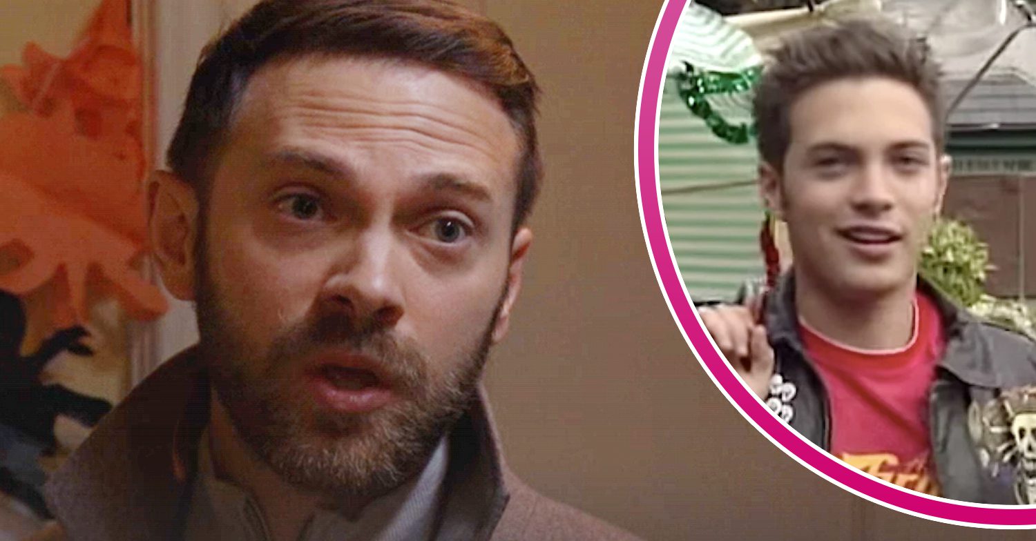 EastEnders' Dean Wicks, and in a bubble is a younger Dean Wicks