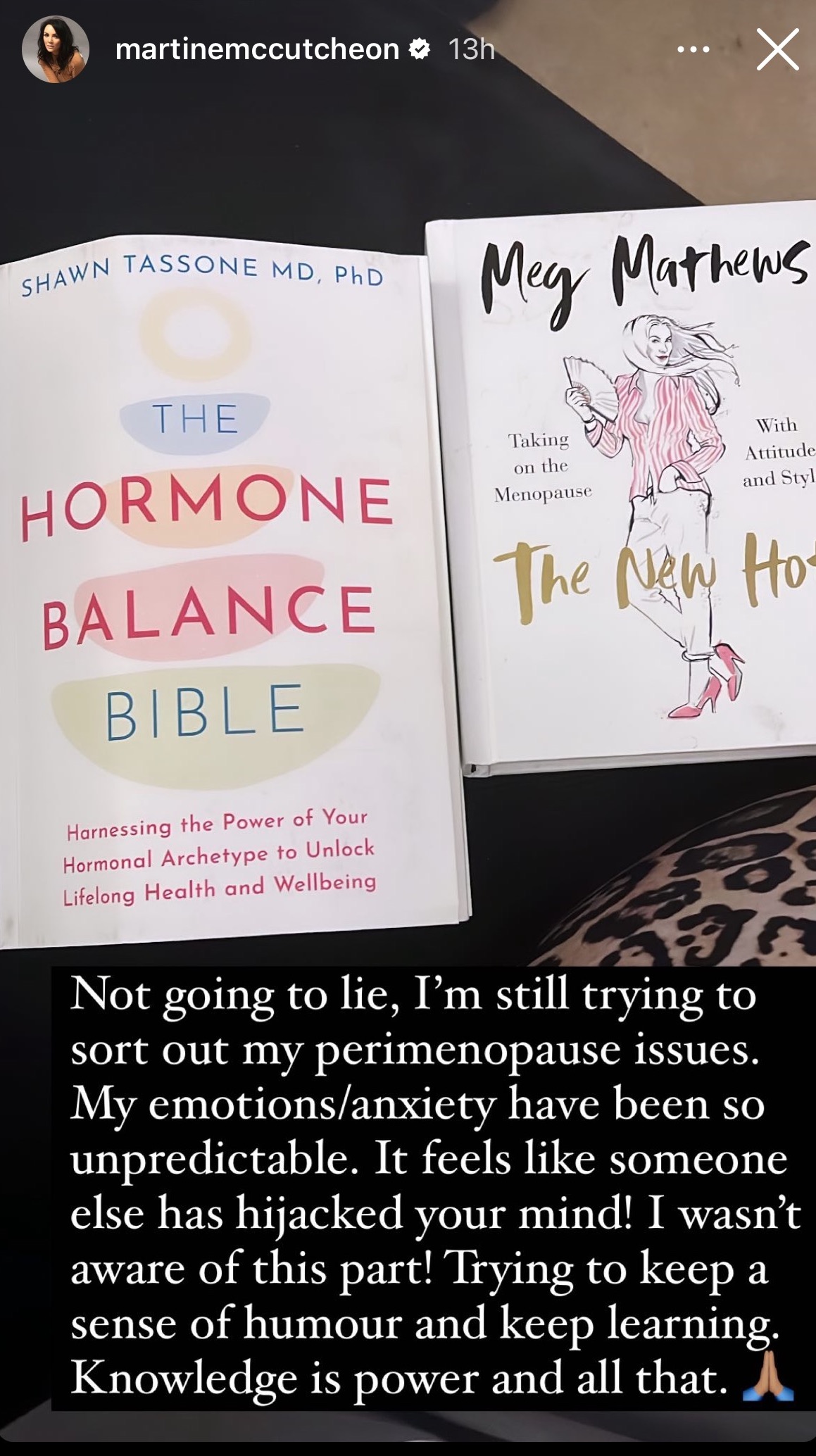 Image of two books uploaded by Martine McCutcheon to Instagram