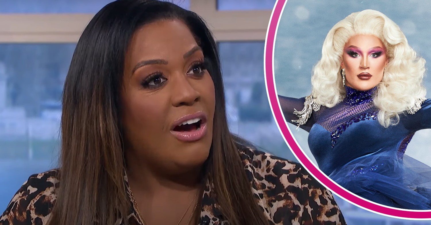 Alison looking shocked and The Vivienne wearing a blue dress on Dancing On Ice